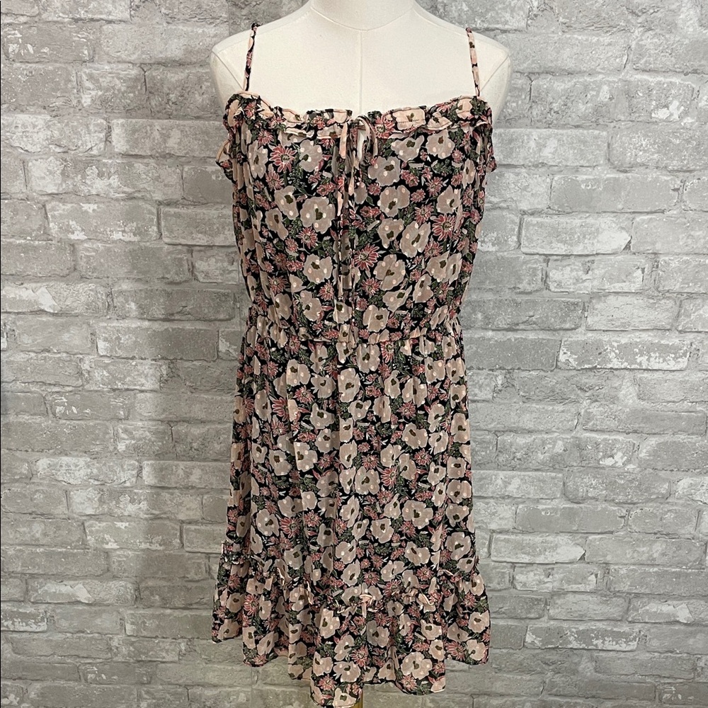 Lush Pink and Black Floral Mini Dress